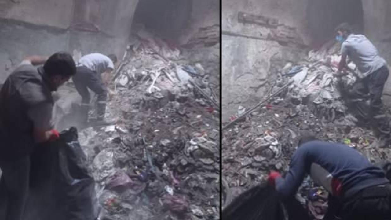 5 asırlık hamamda temizlik yapıldı, 15 ton &ccedil;&ouml;p &ccedil;ıktı