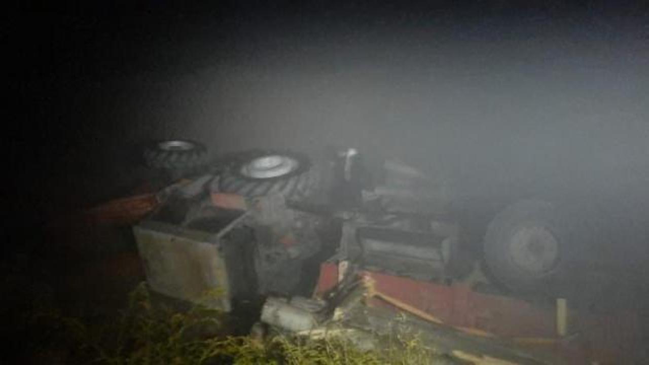 Traktör şarampole yuvarlandı: 1 yaralı