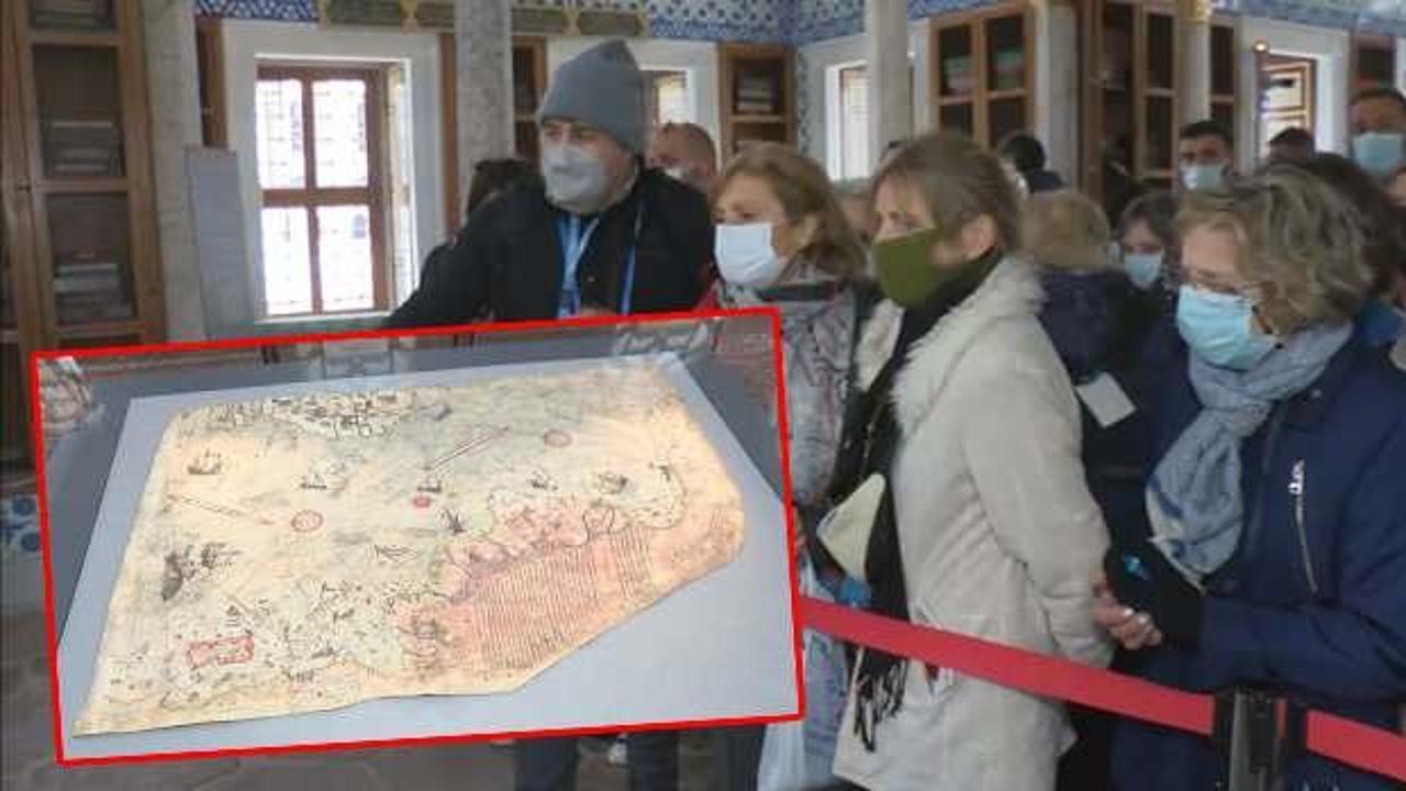 Artık Topkapı Sarayı'nda! Vatandaşlardan Piri Reis'in haritasına yoğun ilgi