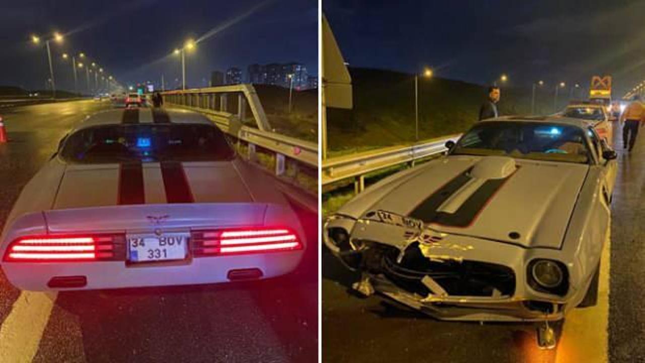 Hakan &Uuml;nsal, Başakşehir'de klasik otomobiliyle k&ouml;peğe &ccedil;arptı 