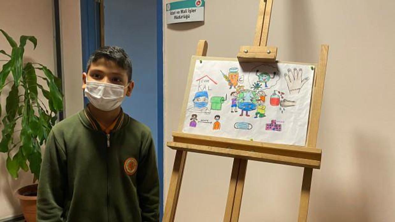 9 yaşındaki Göktuğ Türkovac'ı resmetti, yarışmada 1'inci oldu