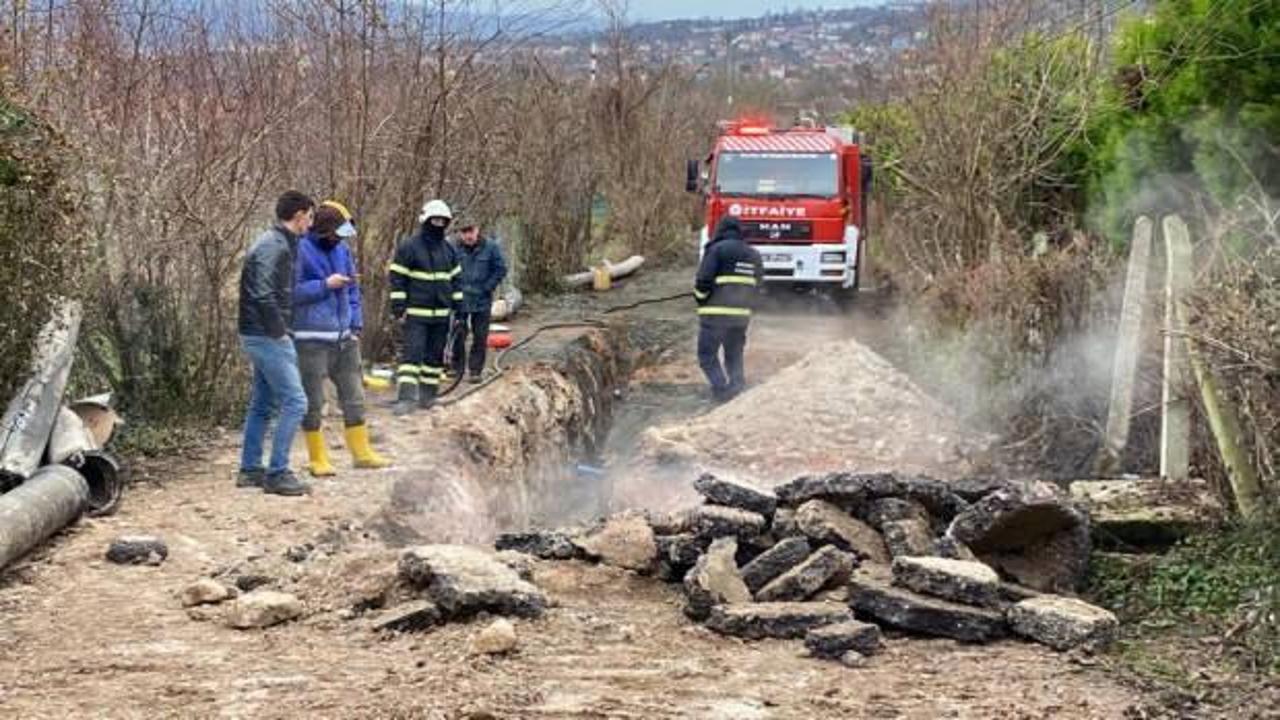 Kocaeli&rsquo;de doğal gaz boru hattı delindi! Evler boşaltıldı