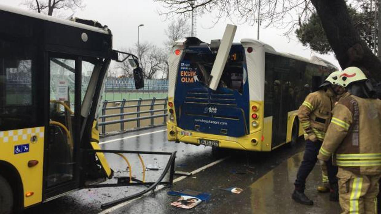 Son dakika haberi: İstanbul'da iki İETT otob&uuml;s&uuml; &ccedil;arpıştı, yaralılar var