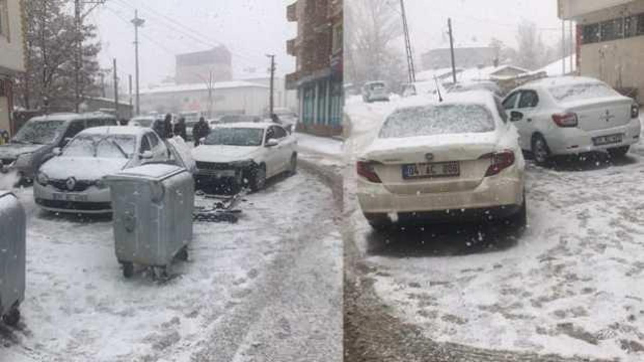 Van&rsquo;da kar yağışı beraberinde kazayı getirdi