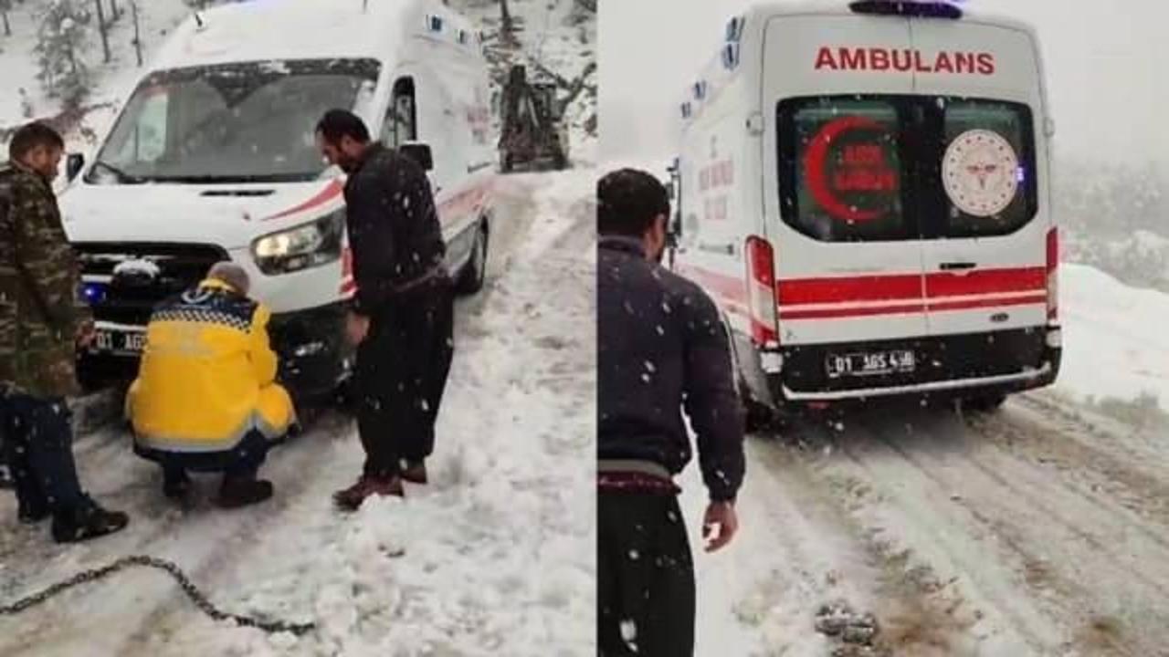Şanlıurfa'da kara saplanan ambulans için köylüler seferber oldu