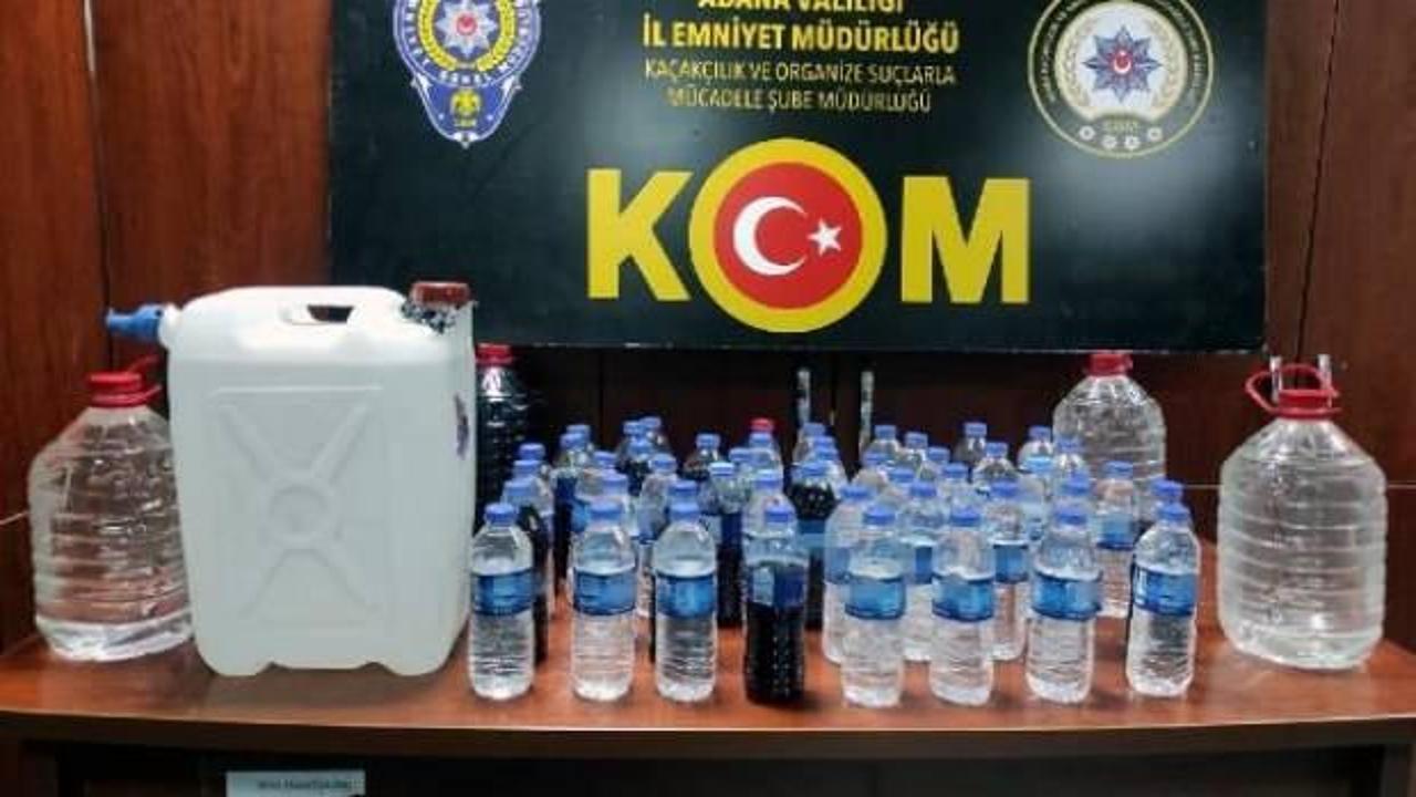 Adana'da bin 485 litre sahte içki ele geçirildi