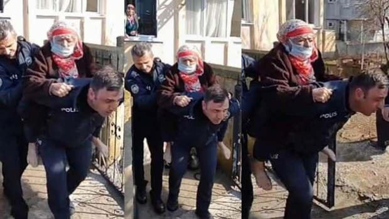 Samsun&rsquo;da yangın! Kahraman polisler yaşlı kadını &ouml;l&uuml;mden kurtardı