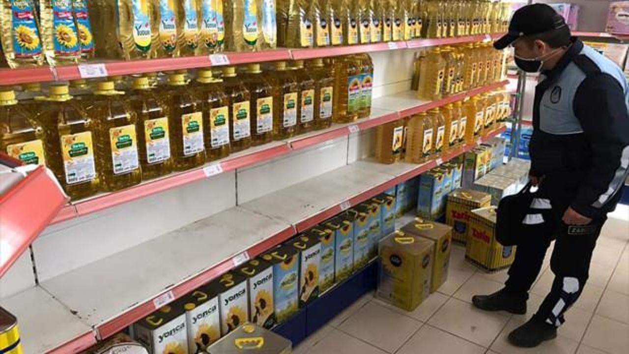 Konya'da ayçiçek yağı stoklayan iki markete işlem yapıldı
