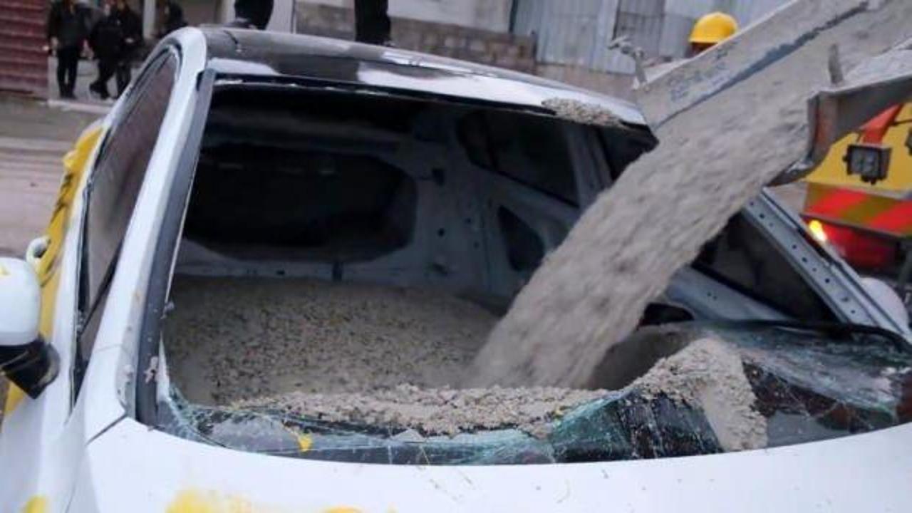 Şakanın dozunu kaçırıp 700 bin TL'lik otomobilin içine beton döktüler