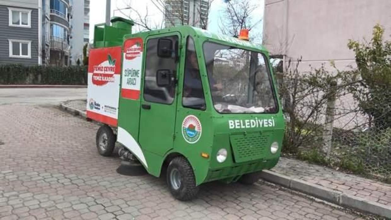 Belediye elektrikli süpürge aracı üretti