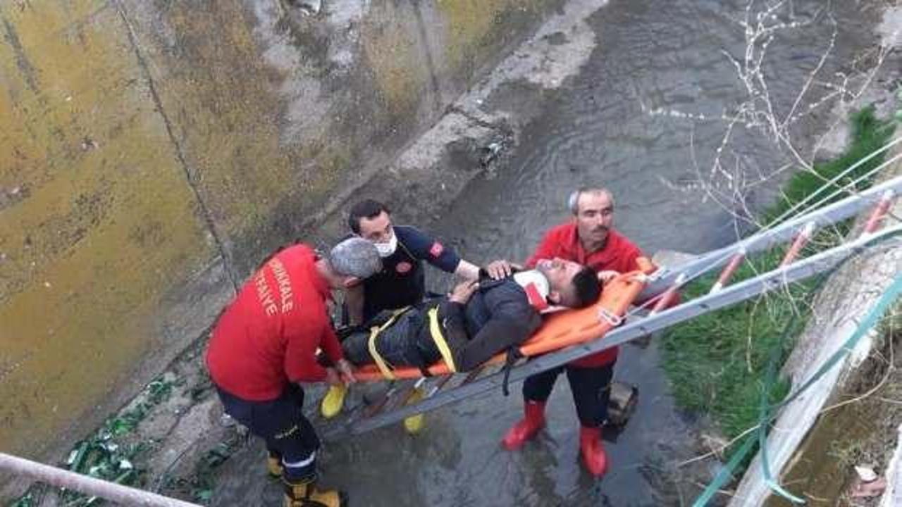 Atık su kanalına düşerek yaralandı, imdadına motosikletli polis timleri yetişti