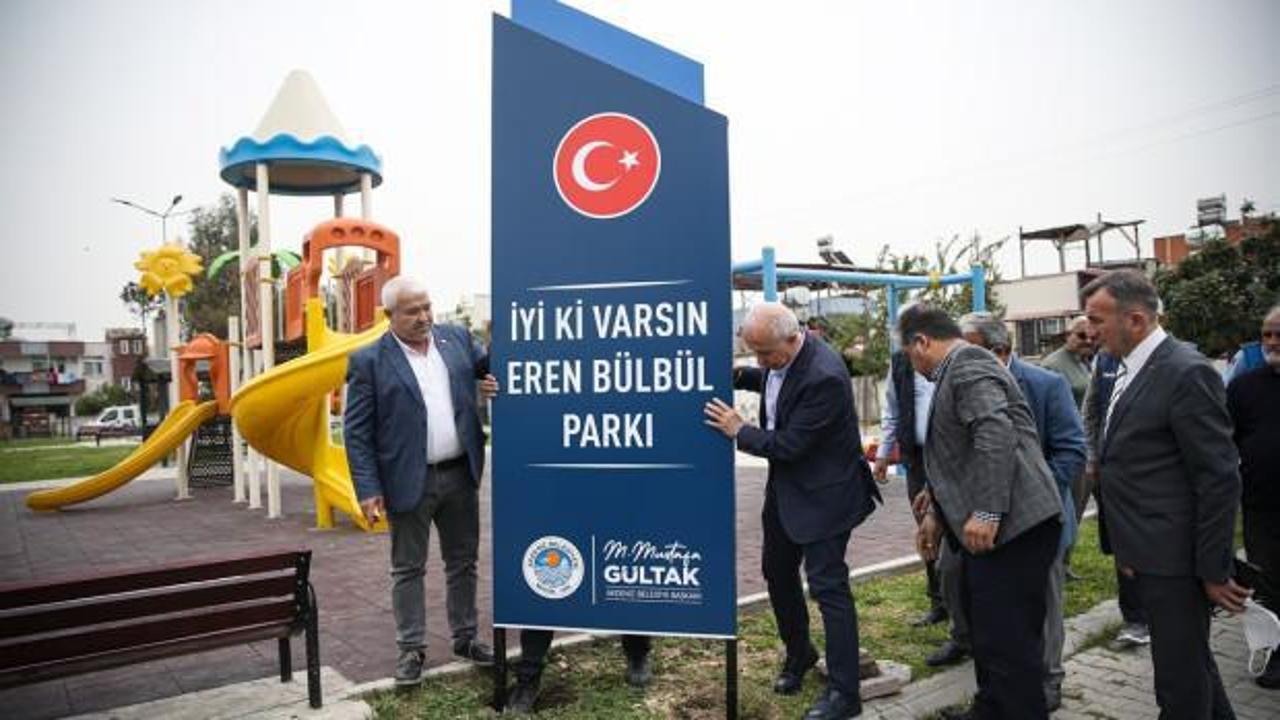Mersin'de isim önergesi reddedilen parka Eren Bülbül'ün adını taşıyan tabela dikildi