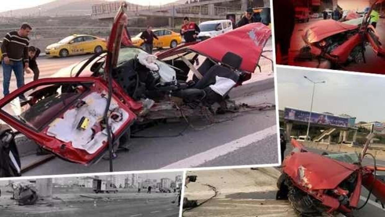 Kadıköy'de feci kaza: Otomobil ikiye bölündü