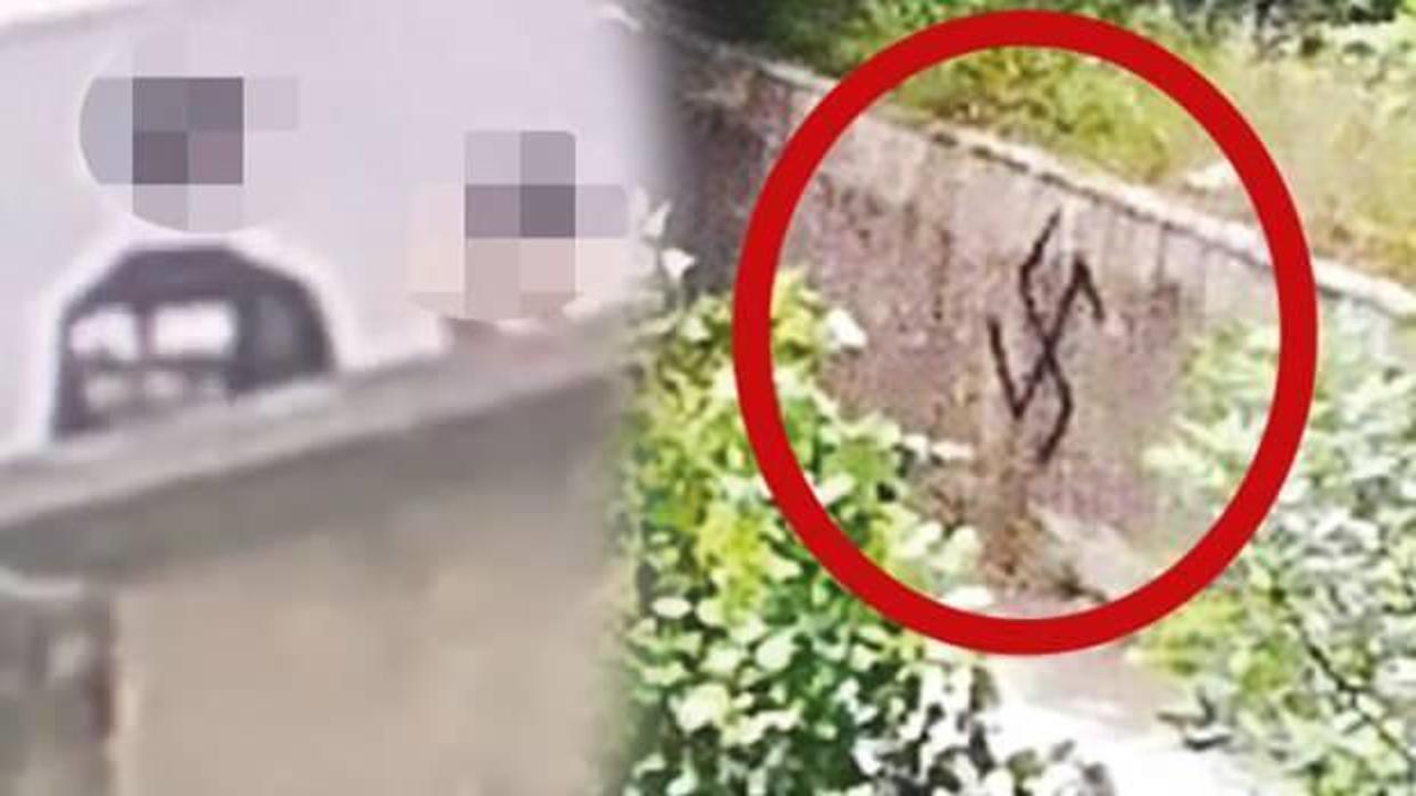 Mezar ve okul duvarına gamalı ha&ccedil; &ccedil;izenler &ccedil;ocuk &ccedil;ıktı