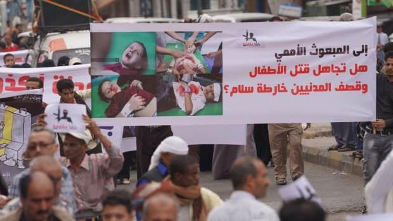 Yemen'de Husilerin sivillere yönelik ihlalleri protesto edildi