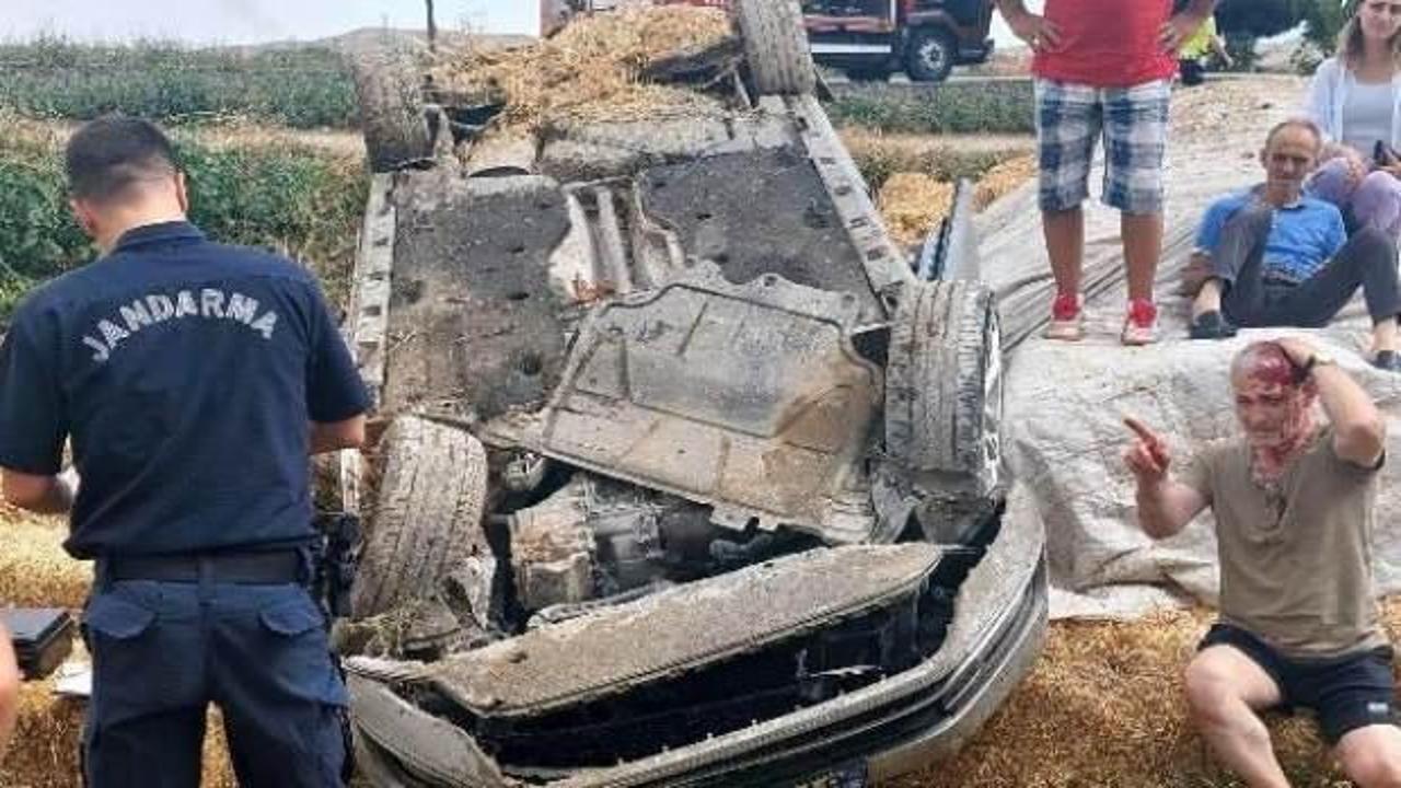 Eskişehir'de ters dönen araçtaki 3 kişi yaralandı