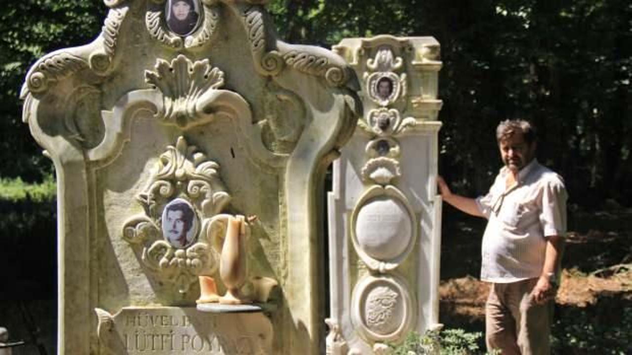 Kocaeli&rsquo;de mermer ustası kendisi i&ccedil;in mezar taşı yaptı,  g&ouml;ren tarihi eser zannediyor   