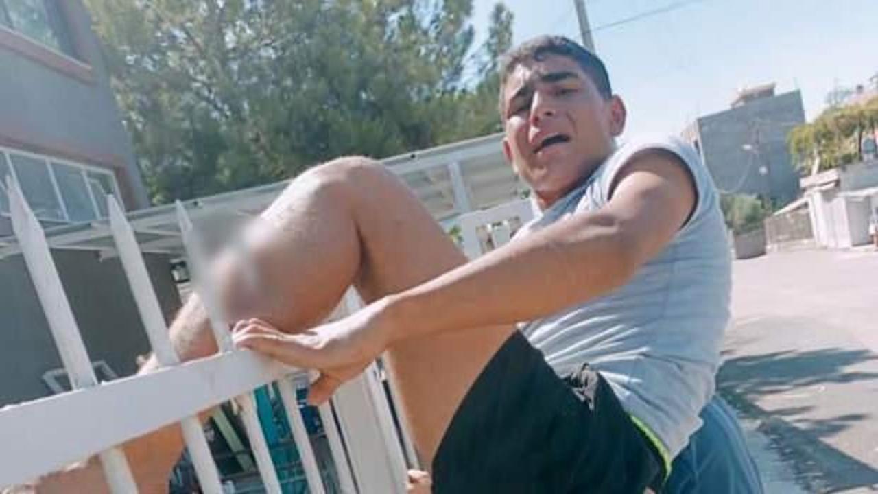 Acı i&ccedil;inde kaldı! Korkuluk demiri bacağına saplandı