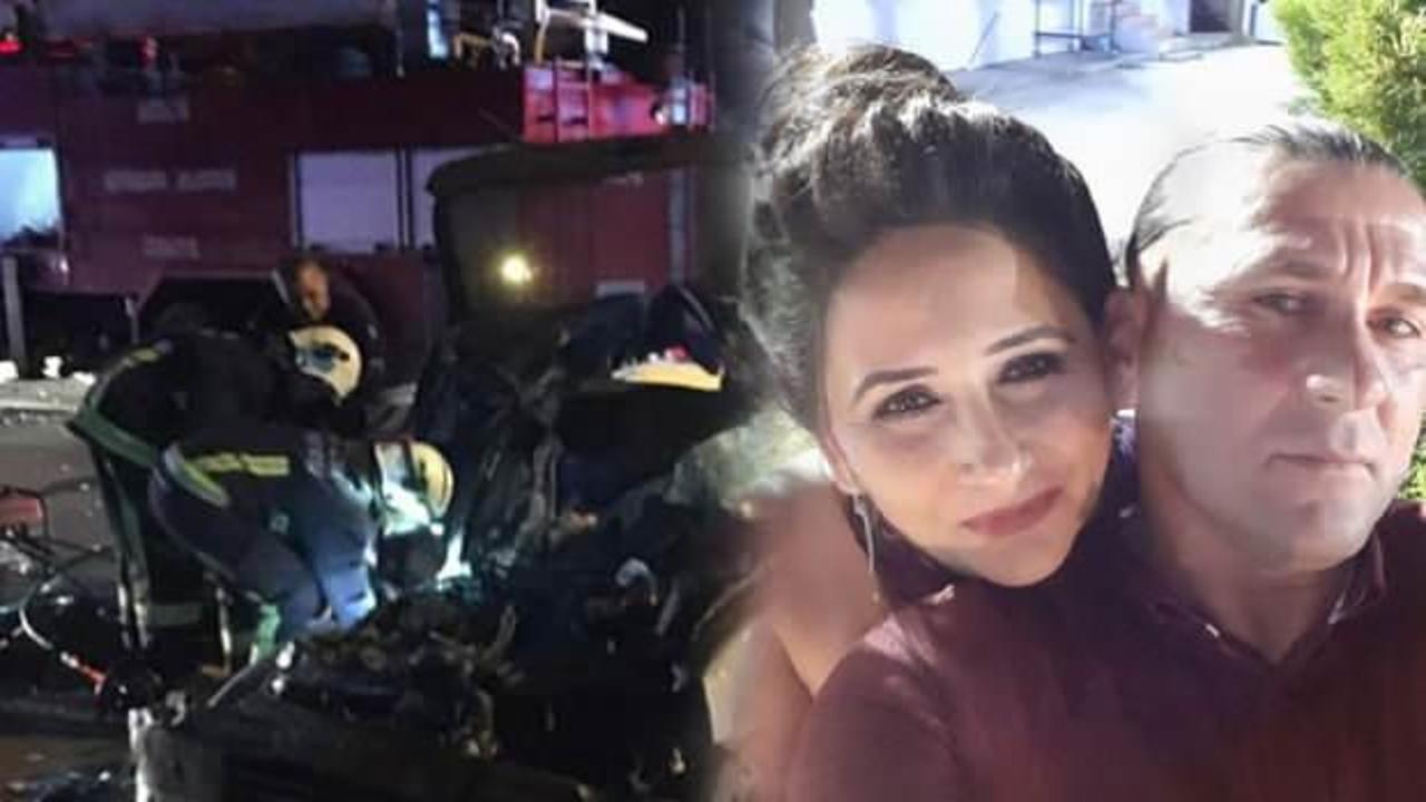 Mesaiden d&ouml;nen &ccedil;iftin acı &ouml;l&uuml;m&uuml;! Tur otob&uuml;s&uuml;yle &ccedil;arpışarak can verdiler