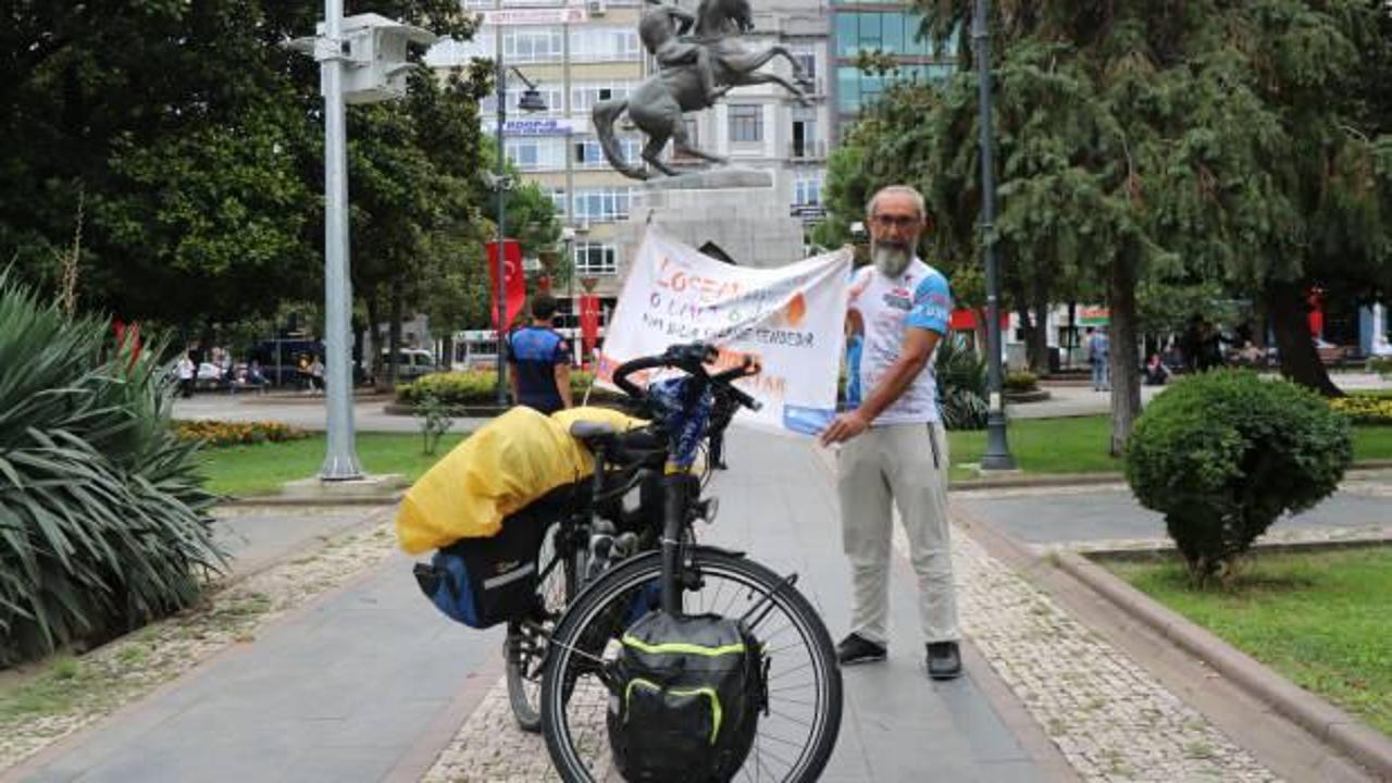 Bisikletiyle 2 bin 655 km pedal &ccedil;evirerek 23 şehir dolaştı