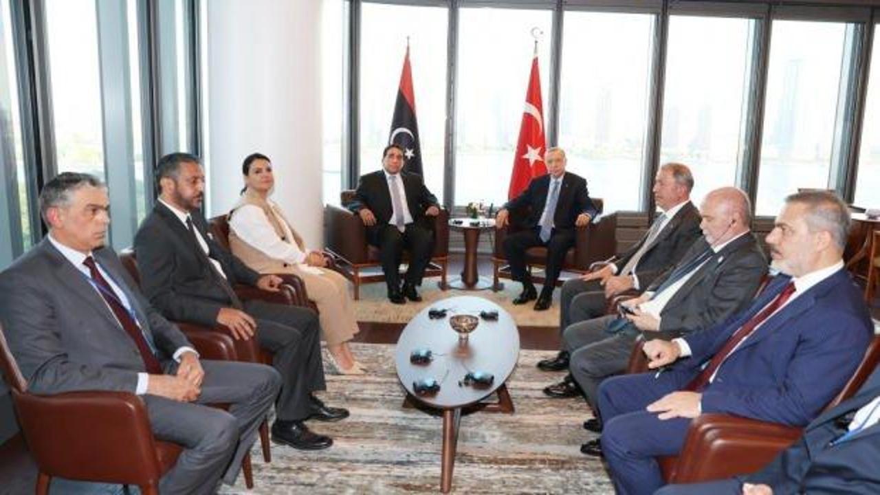 Cumhurbaşkanı Erdoğan, Libya Başkanlık Konseyi Başkanı el-Menfi ile görüştü