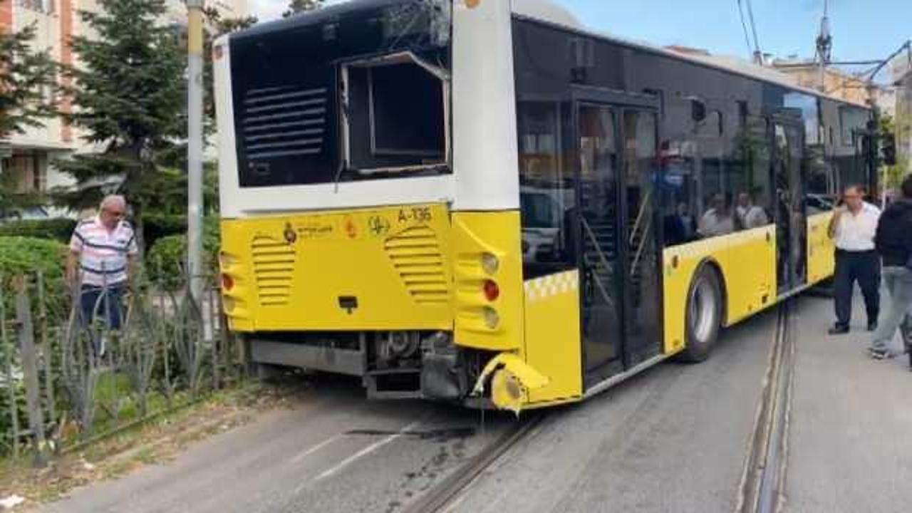 Güngören'de İETT otobüsü tramvay hattına girdi, kaza yaptı!