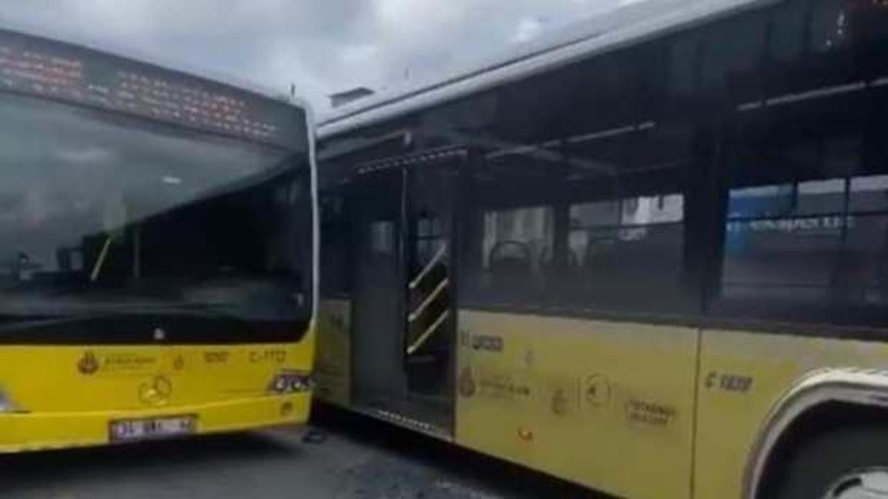 İETT otobüsleri kaza yaptı: Yolcular durakta kaldı