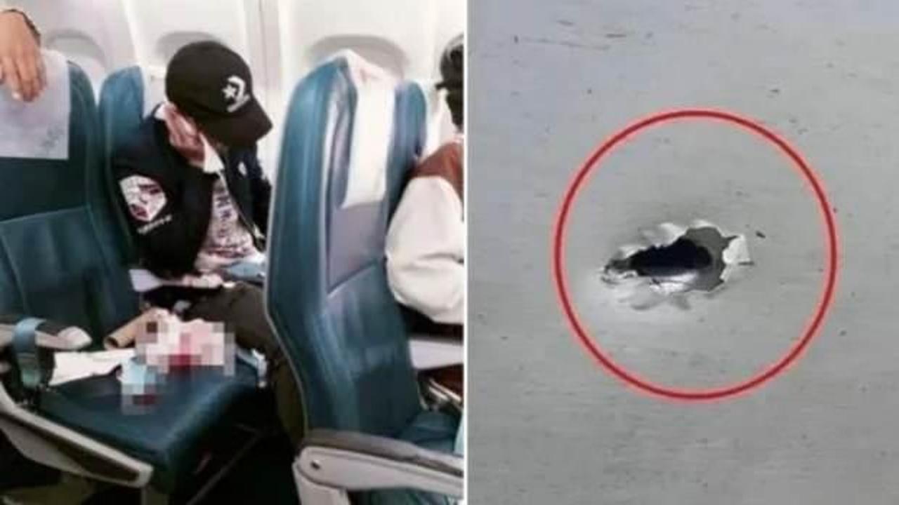 Havaya sıktı, uçağın içindeki yolcuyu vurdu