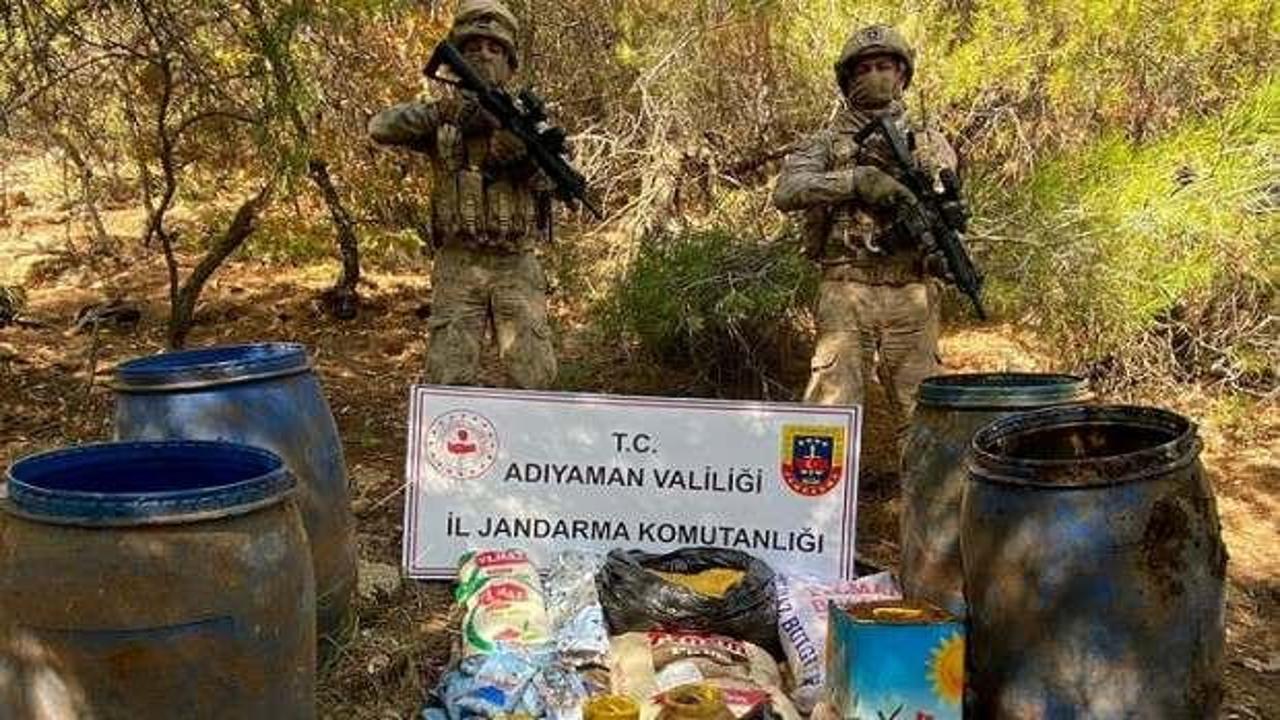 Adıyaman'da, PKK'lı teröristlere ait yaşam malzemesi ele geçirildi