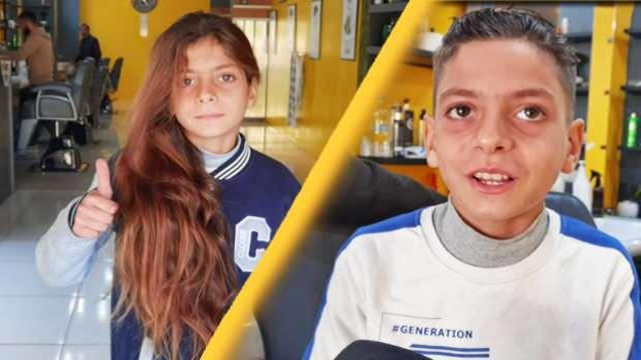 Doğduğundan beri sa&ccedil;ına makas değmeyen Baran, ilk kez sa&ccedil;ını kestirdi