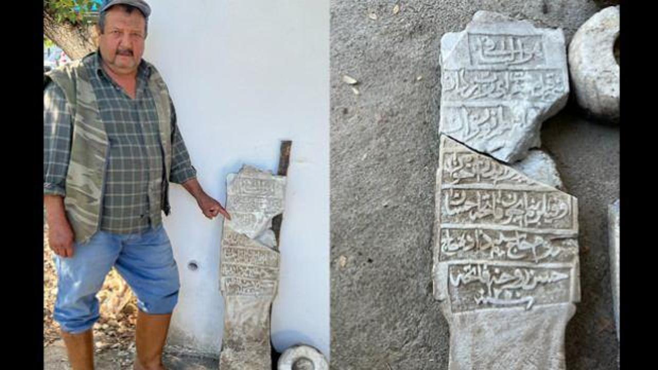 K&ouml;yceğiz&rsquo;de II. Mahmud d&ouml;nemine ait &ccedil;&ouml;pe atılmış tarihi mezar taşı bulundu 