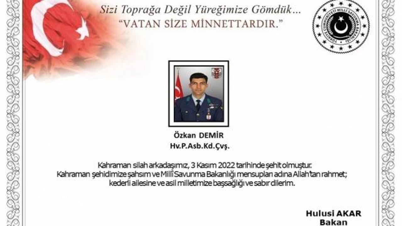 MSB acı haberi duyurdu: 1 asker şehit oldu