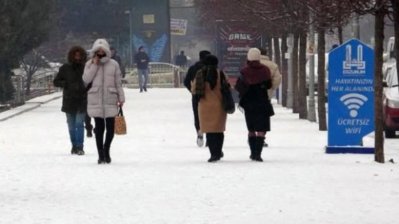 Erzurum'da yoğun kar yağışı 