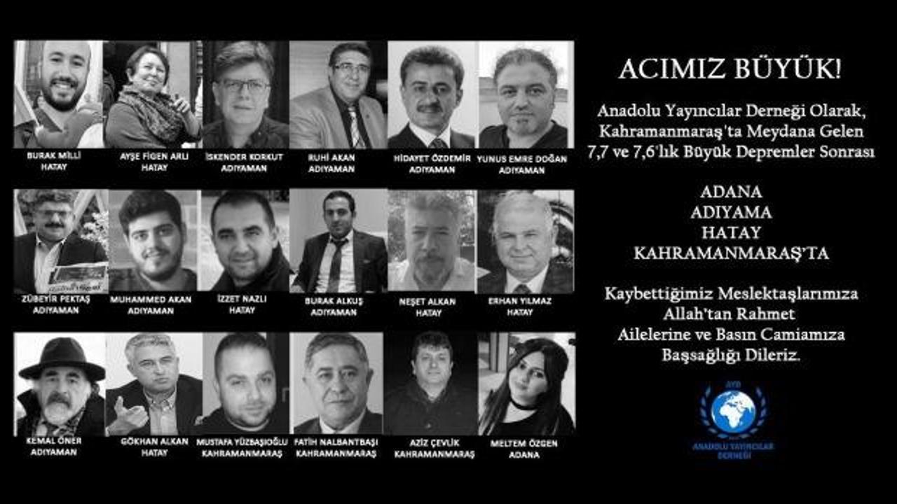AYD'den depremlerde hayatını kaybeden 18 gazeteciye taziye