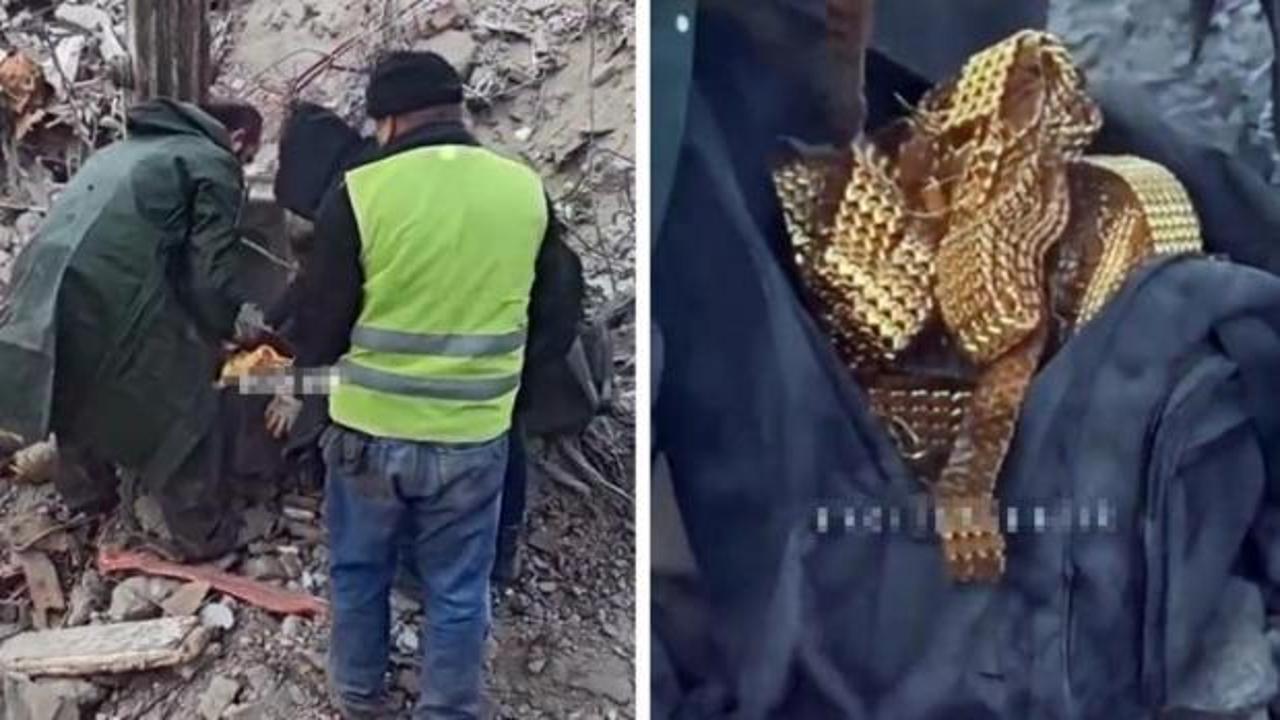 Enkaz altından bir &ccedil;anta dolusu altın kemer &ccedil;ıkarıldı! 