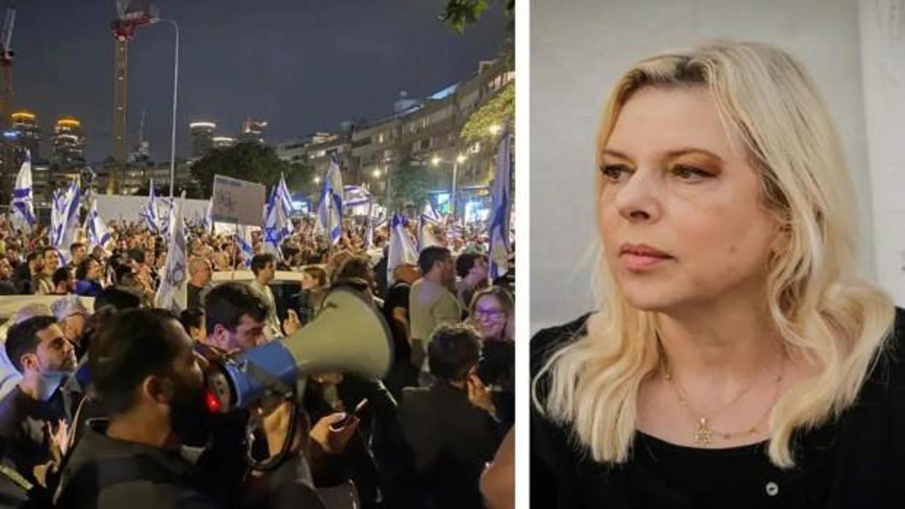 İsrail'de protestolar b&uuml;y&uuml;yor; Netanyahu'nun eşi kuaf&ouml;rde mahsur kaldı