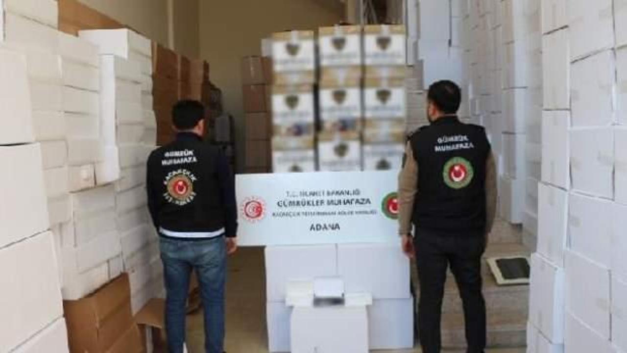 Adana'da 5,5 milyon liralık kaçak makaron ele geçirildi