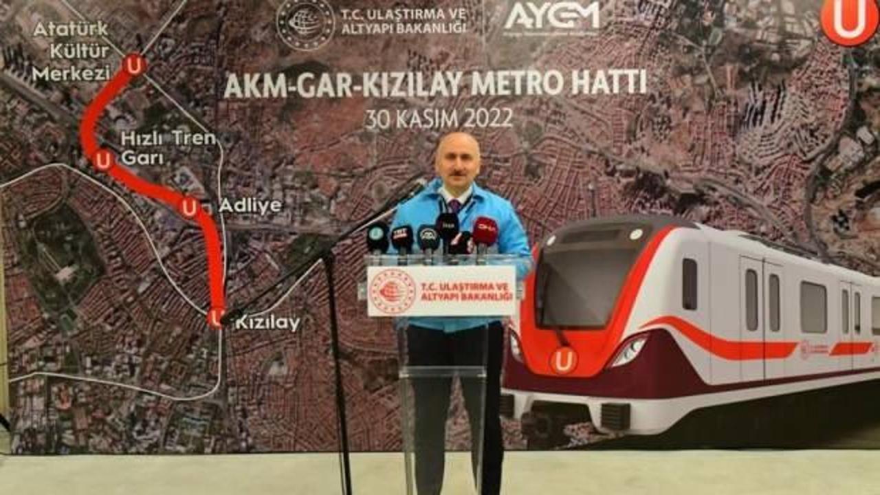 Bakan Karaismailoğlu: AKM-Gar Kızılay metrosunda tüm imalatlar tamamlandı