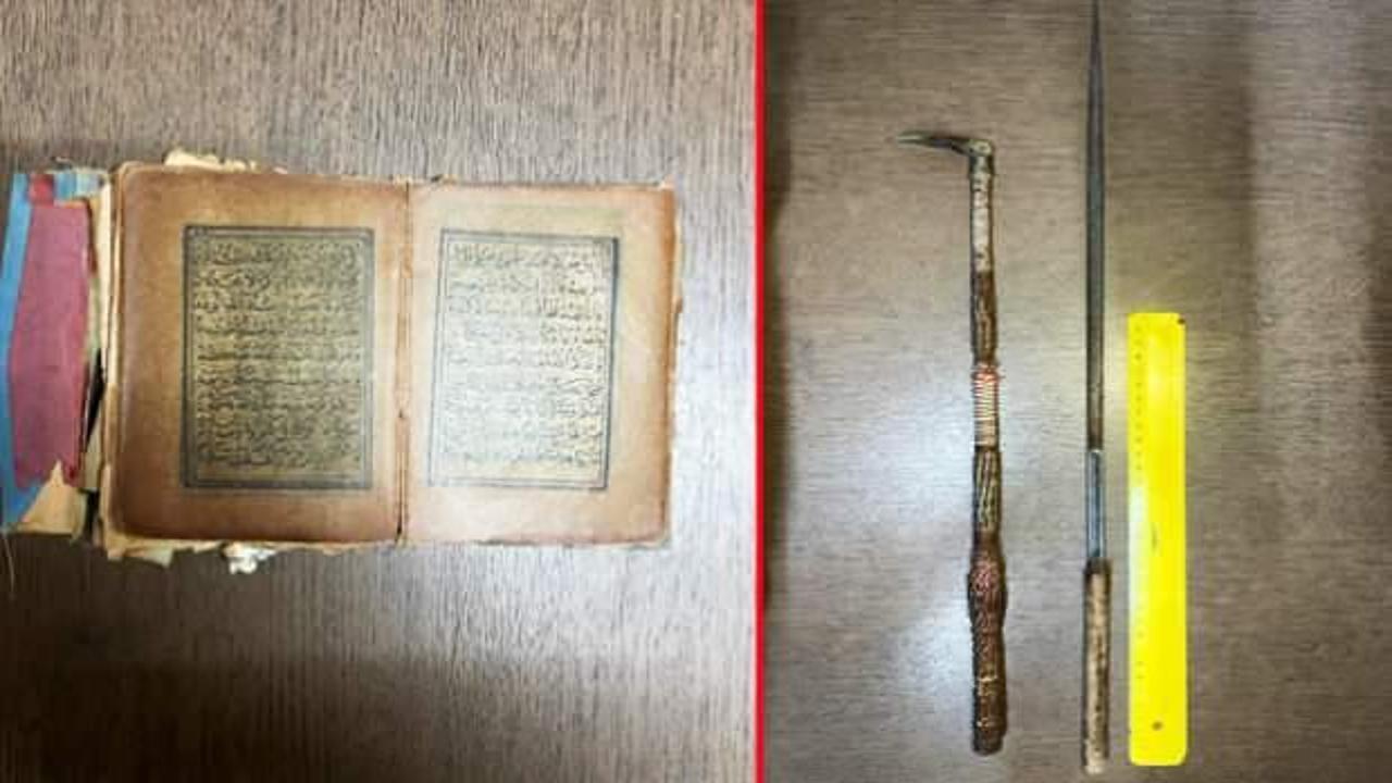 Çorum'da tarihi değere sahip Kur'an-ı Kerim ve hançer ele geçirildi