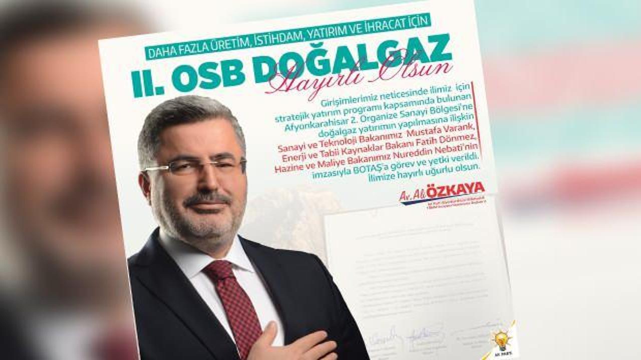 AK Parti Afyonkarahisar Milletvekili Ali Özkaya'dan bir yatırım müjdesi daha!