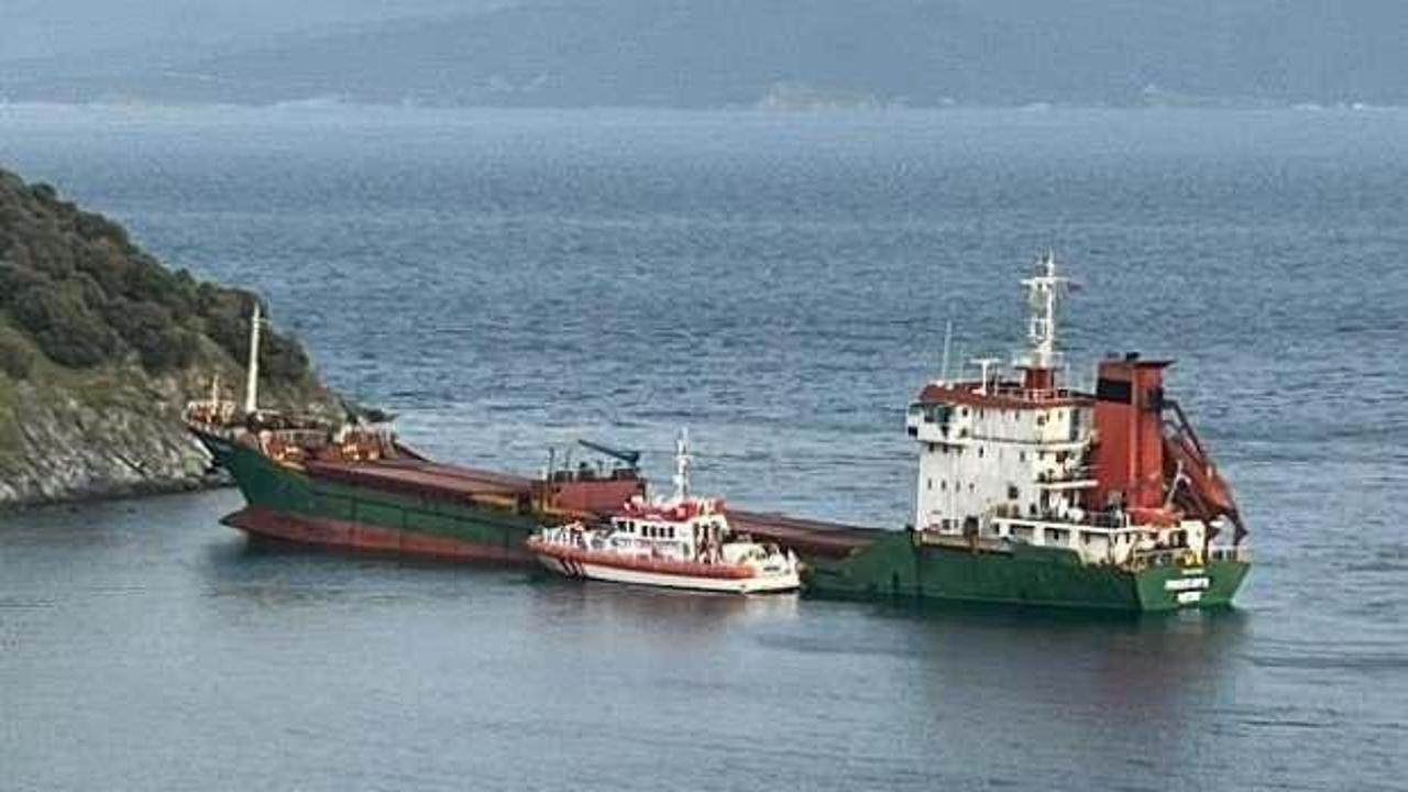 Marmara Adası açıklarında karaya oturan gemi, 3 saatte kurtarıldı
