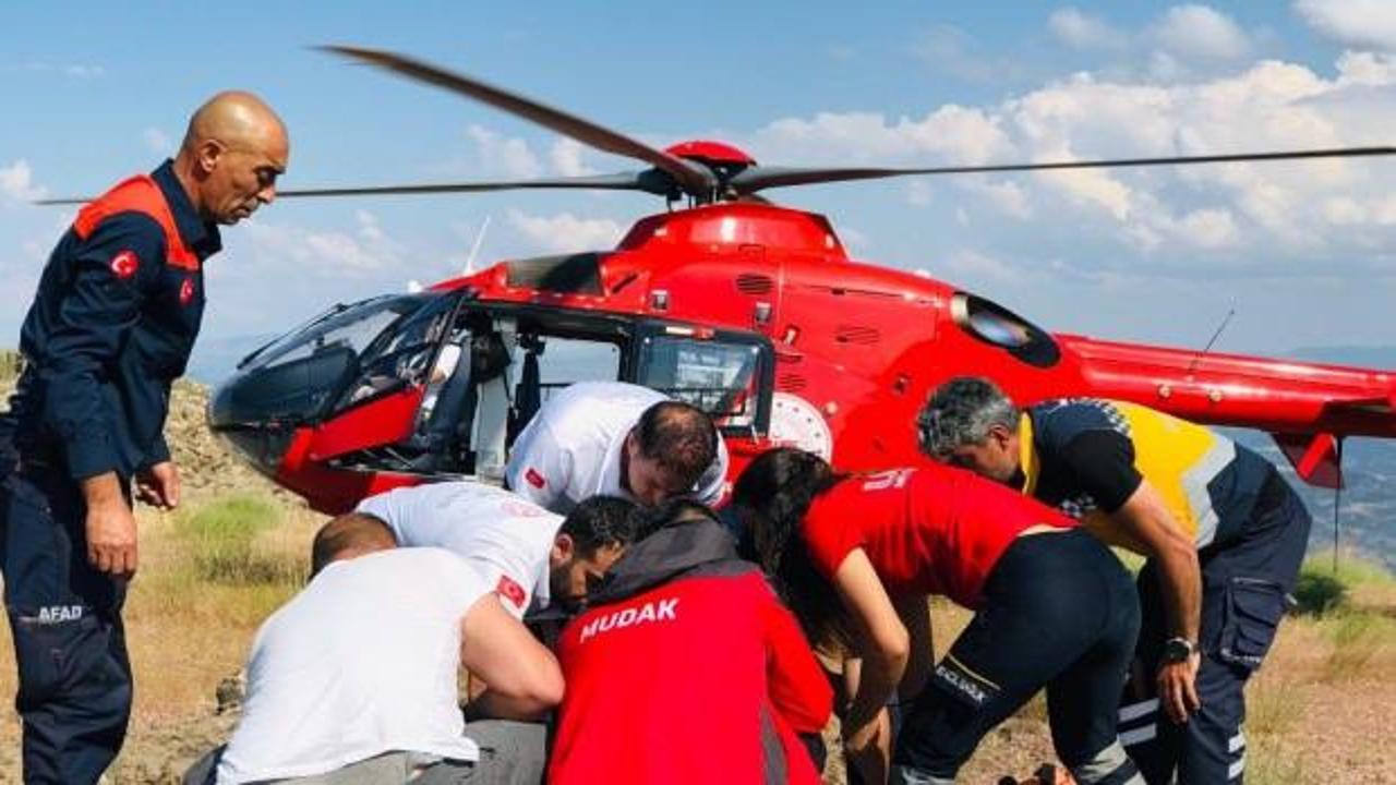 Tunceli'de ayak bileği kırılan kişi i&ccedil;in ambulans helikopter kalktı