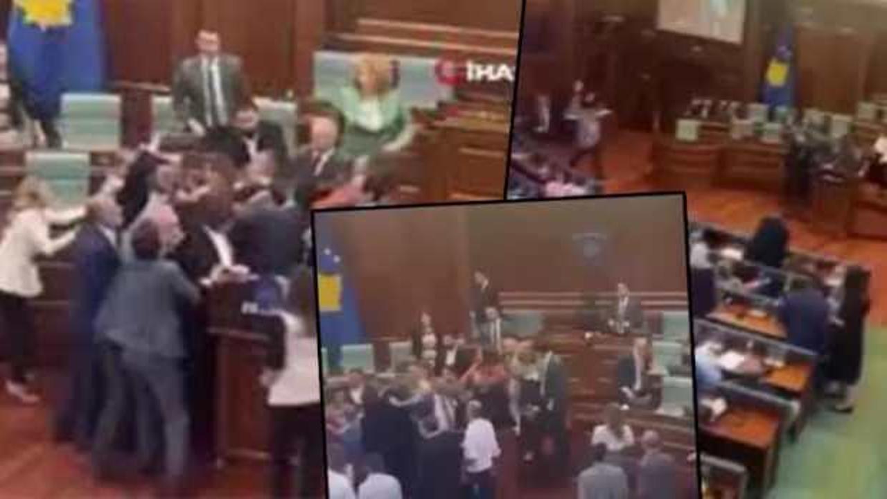 Kosova Parlamentosu'nda yumruklar havada uçuştu