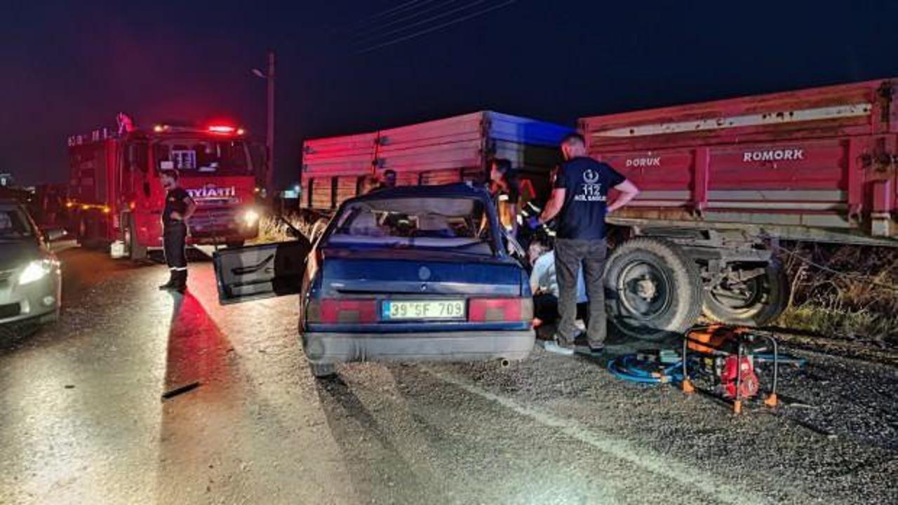 Kırıklareli'de feci kaza: Traktörün römorkuna çarptı: 1 ölü, 1 yaralı