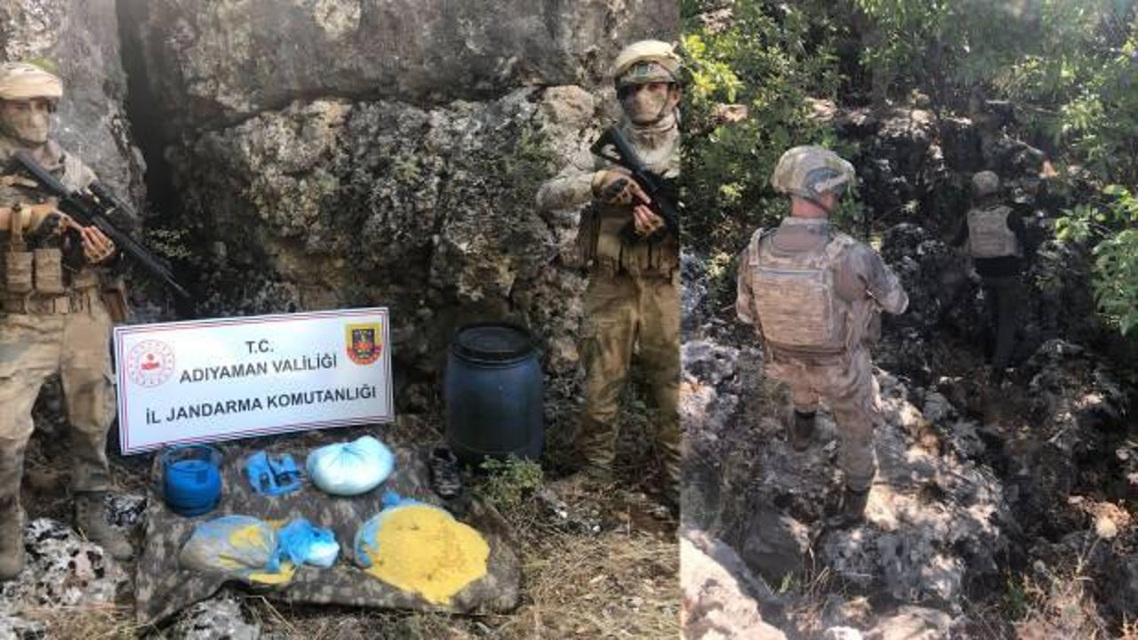 Adıyaman'da, PKK'lı ter&ouml;ristlere ait yaşam malzemesi ele ge&ccedil;irildi