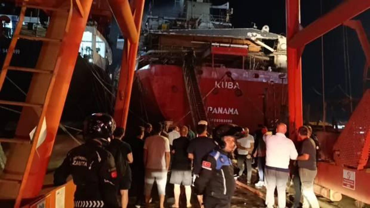 Tuzla'da tersanede bakıma alınan gemide korkutan yangın