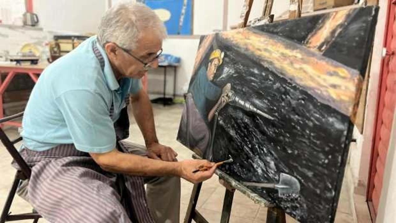 Madenden emekli olup ressam oldu