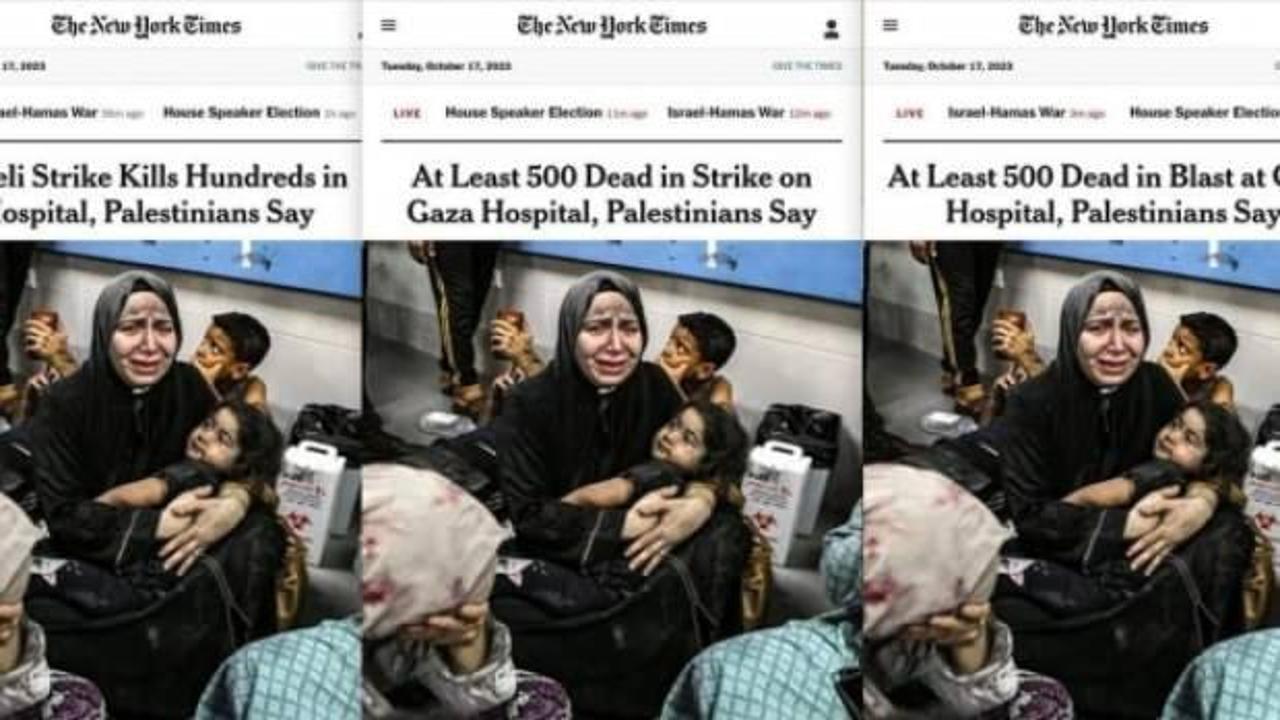 New York Times İsrail'i aklamak için 3 kez başlık değiştirdi