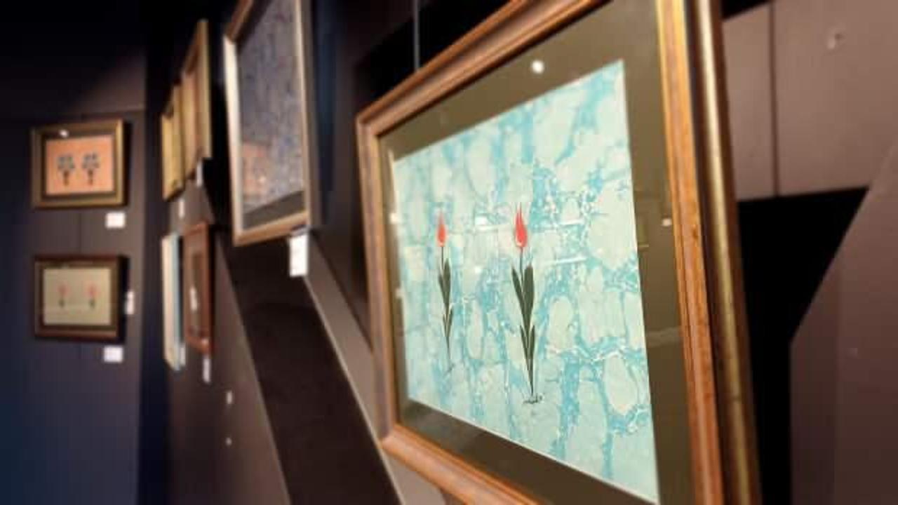 Ebru Sanatçısı Serdal Şimşek'in eserleri göz dolduruyor