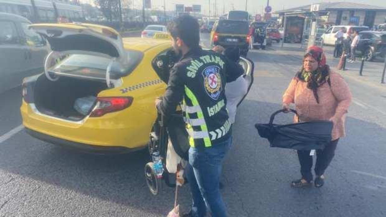 Taksi bulamayan ailenin yardımına polis yetişti